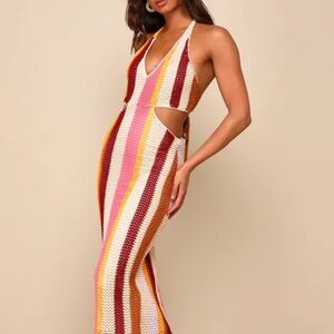 Lulu’s striped crochet midi dress